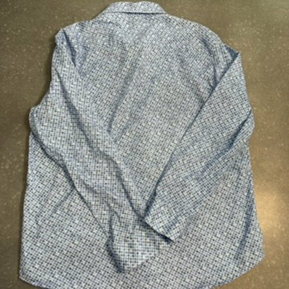Bugatchi Blue Geometric Print Long Sleeve Button-Up Shirt - Size XXL - Picture 4 of 9